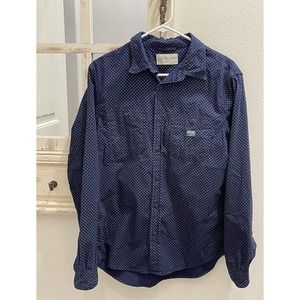 Denim & Supply Ralph Lauren Mens Button Down Shirt Navy Blue White Geometric M